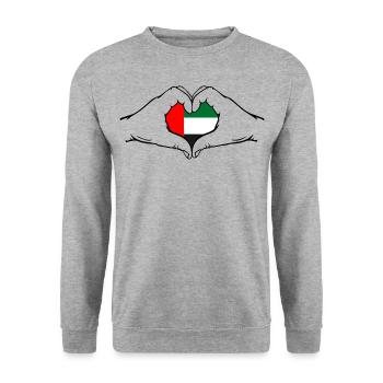 United Arab Emirates Flag Heart - Unisex Sweatshirt - salt & pepper - Front - Alina (178cm) & Michal (187cm)