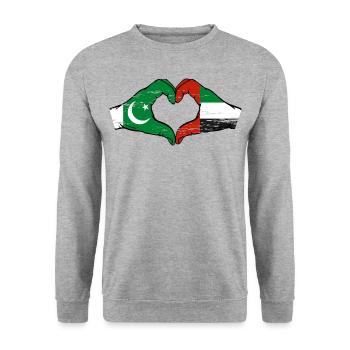 Pakistan United Arab Emirates Heart - Unisex Sweatshirt - salt & pepper - Front - Alina (178cm) & Michal (187cm)