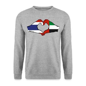 Thaïlande Émirats arabes unis Cœur - Sweat-shirt Unisexe - gris chiné - Devant - Alina (178cm) & Michal (187cm)