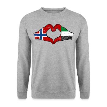 Norway United Arab Emirates Flag Heart - Unisex Sweatshirt - salt & pepper - Front - Alina (178cm) & Michal (187cm)