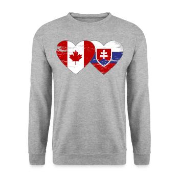 Kanada Slowakei Flagge Herz used - Unisex Pullover - Weißgrau meliert - Vorne - Alina (178cm) & Michal (187cm)