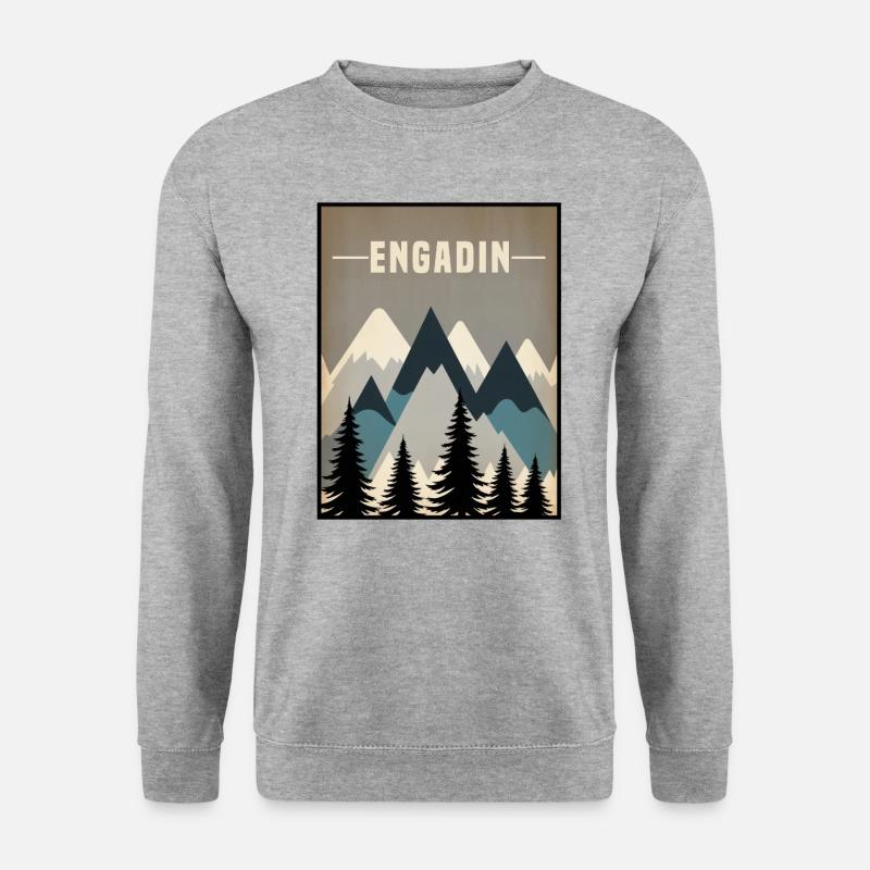Engadin minimal - Unisex Pullover - Weißgrau meliert