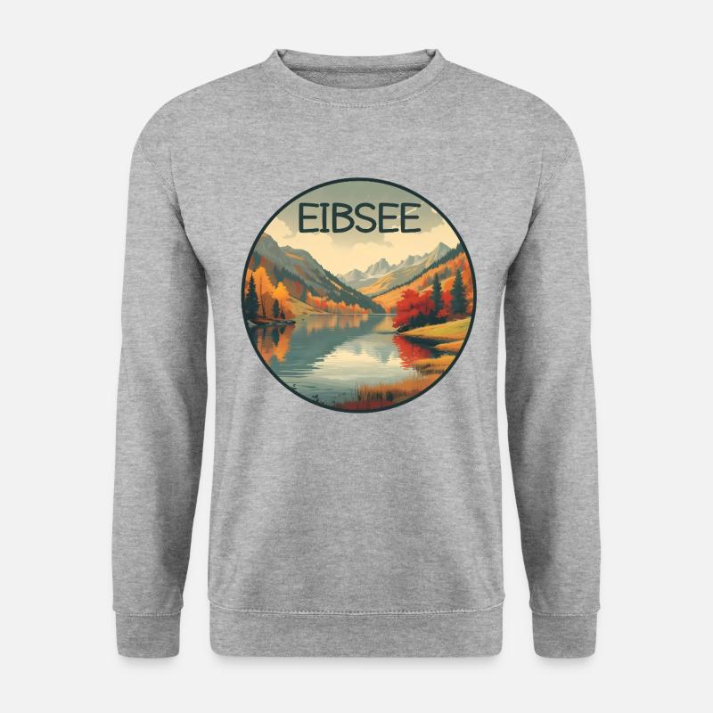 Eibsee retro bergsee - Unisex Pullover - Weißgrau meliert