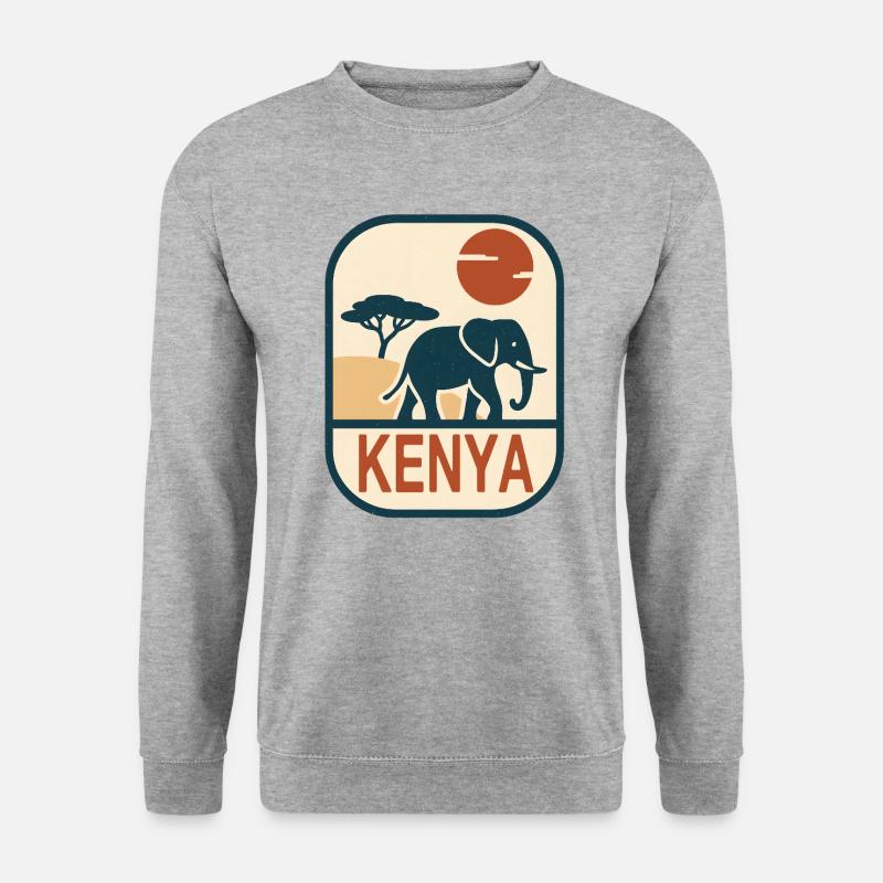 Kenia Elefant Afrika - Unisex Pullover - Weißgrau meliert