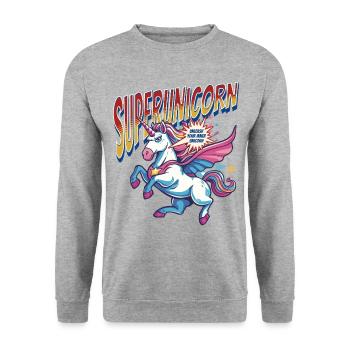 Unicorn Superhero Superpowers Comic - Unisex Sweatshirt - salt & pepper - Front - Alina (178cm) & Michal (187cm)