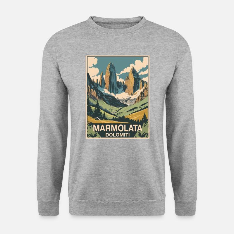 Marmolata Dolomiten - Unisex Pullover - Weißgrau meliert