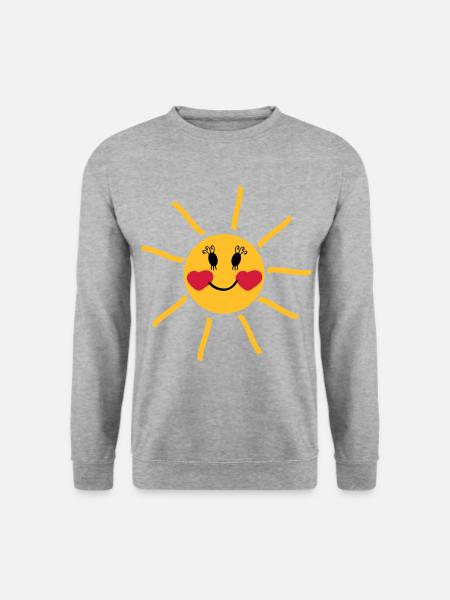 lachende Sonne mit Wangen in Herzform - Unisex Pullover - Weißgrau meliert