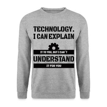 COMPUTER TEACHER: I Can Explain Technology - Unisex Sweatshirt - salt & pepper - Front - Alina (178cm) & Michal (187cm)