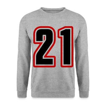 21 symbole de nombre - Sweat-shirt Unisexe - gris chiné - Devant - Alina (178cm) & Michal (187cm)