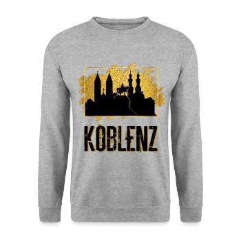 Koblenz Germany City Skyline Love Gold - Unisex Sweatshirt - salt & pepper - Front - Alina (178cm) & Michal (187cm)