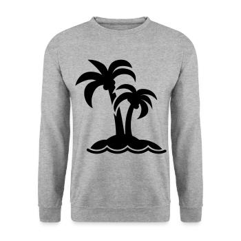 palm island symbol - Unisex Sweatshirt - salt & pepper - Front - Alina (178cm) & Michal (187cm)