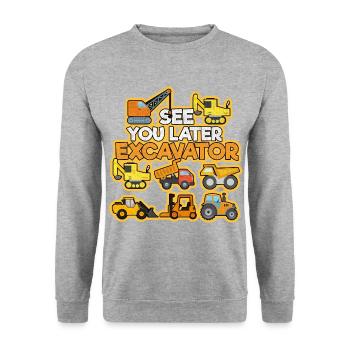 Bagger Baustelle Bauarbeiter Bau Truck I Geschenk - Unisex Pullover - Weißgrau meliert - Vorne - Alina (178cm) & Michal (187cm)