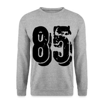 85 number jersey - Unisex Sweatshirt - salt & pepper - Front - Alina (178cm) & Michal (187cm)