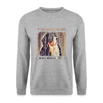 Berner Sennenhund - Unisex Pullover - Weißgrau meliert - Vorne - Alina (178cm) & Michal (187cm)