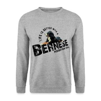 Bouvier bernois - Sweat-shirt Unisexe - gris chiné - Devant - Alina (178cm) & Michal (187cm)