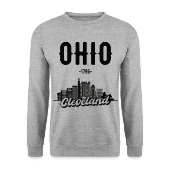 Cleveland Ohio Heimat Geschenk - Unisex Pullover - Weißgrau meliert - Vorne - Alina (178cm) & Michal (187cm)