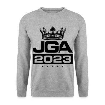 Jga 2023 Enterrement de vie de garçon - Sweat-shirt Unisexe - gris chiné - Devant - Alina (178cm) & Michal (187cm)