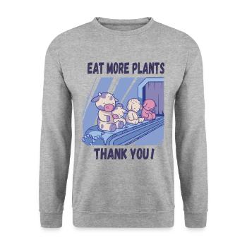 Eat more plants - Unisex Sweatshirt - salt & pepper - Front - Alina (178cm) & Michal (187cm)