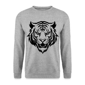 Tiger Head - Unisex Sweatshirt - salt & pepper - Front - Alina (178cm) & Michal (187cm)