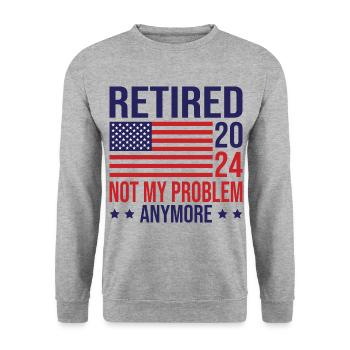 Im Ruhestand 2024 nicht mehr mein Problem amerikanische Flagge - Unisex Pullover - Weißgrau meliert - Vorne - Alina (178cm) & Michal (187cm)