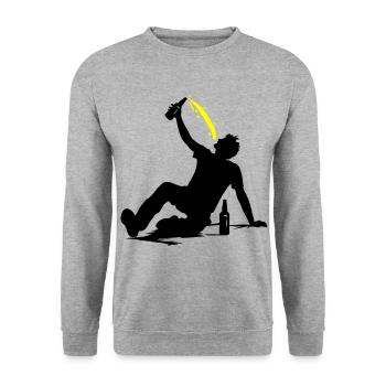 Drinking Bier Silhouette - Unisex Pullover - Weißgrau meliert - Vorne - Alina (178cm) & Michal (187cm)