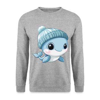 Whale Cute Cute Baby Kids Animal Blue Whale Cartoon - Unisex Sweatshirt - salt & pepper - Front - Alina (178cm) & Michal (187cm)