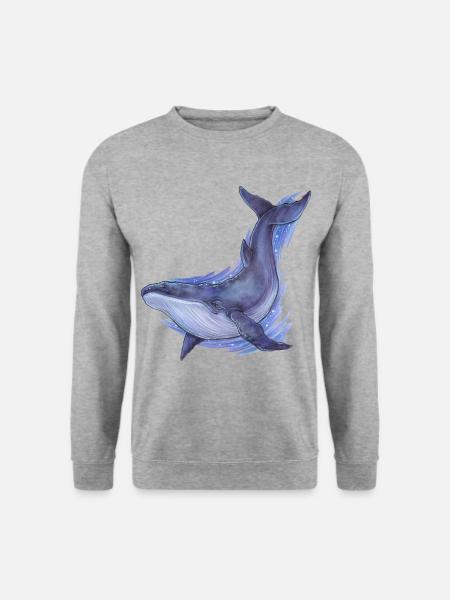 Cooler Blauwal Wal Ozean Natur Freiheit Geschenk - Unisex Pullover - Weißgrau meliert
