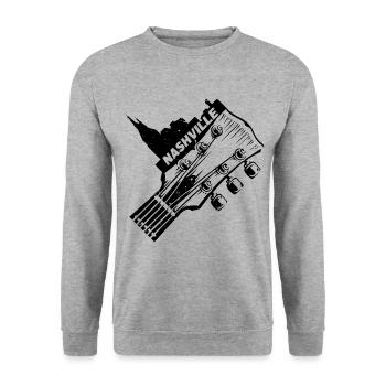 Nashville Tennessee USA Gitarre Skyline Musik - Unisex Pullover - Weißgrau meliert - Vorne - Alina (178cm) & Michal (187cm)