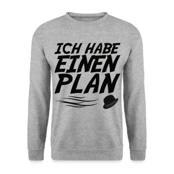 ich habe einen Plan Geschenk - Unisex Pullover - Weißgrau meliert - Vorne - Alina (178cm) & Michal (187cm)