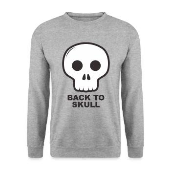 Totenkopf - Unisex Pullover - Weißgrau meliert - Vorne - Alina (178cm) & Michal (187cm)