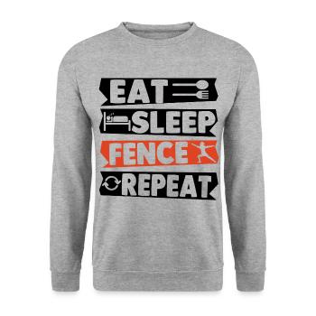 Eat Sleep Fence Repeat - Unisex Pullover - Weißgrau meliert - Vorne - Alina (178cm) & Michal (187cm)