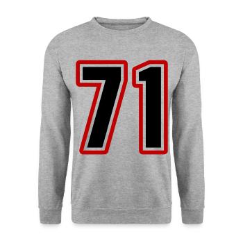 71 symbole de nombre - Sweat-shirt Unisexe - gris chiné - Devant - Alina (178cm) & Michal (187cm)