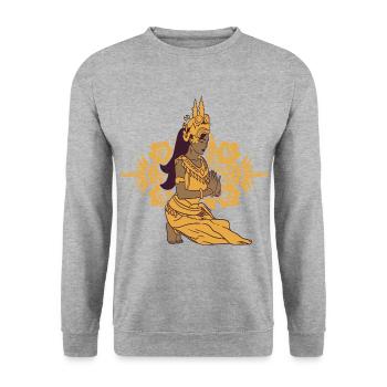 Cambodia Tradition Dance Khmer Apsara I Gift - Unisex Sweatshirt - salt & pepper - Front - Alina (178cm) & Michal (187cm)