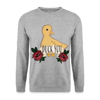 CANARD VOUS - Sweat-shirt Unisexe - gris chiné - Devant - Alina (178cm) & Michal (187cm)