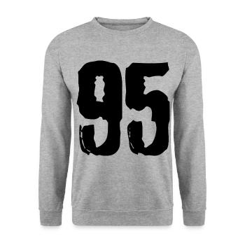 95 number jersey - Unisex Sweatshirt - salt & pepper - Front - Alina (178cm) & Michal (187cm)