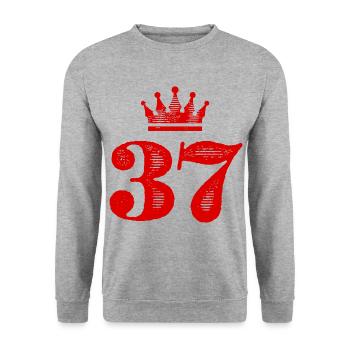37 Nombre Couronne - Sweat-shirt Unisexe - gris chiné - Devant - Alina (178cm) & Michal (187cm)