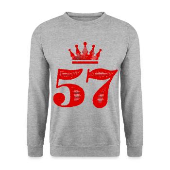 57 Couronne numérique - Sweat-shirt Unisexe - gris chiné - Devant - Alina (178cm) & Michal (187cm)