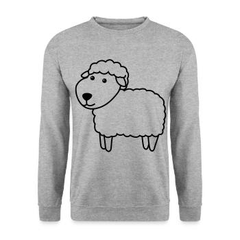 Schaf Comic Tier - Unisex Pullover - Weißgrau meliert - Vorne - Alina (178cm) & Michal (187cm)
