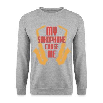 Saxophone Jazz - Sweat-shirt Unisexe - gris chiné - Devant - Alina (178cm) & Michal (187cm)