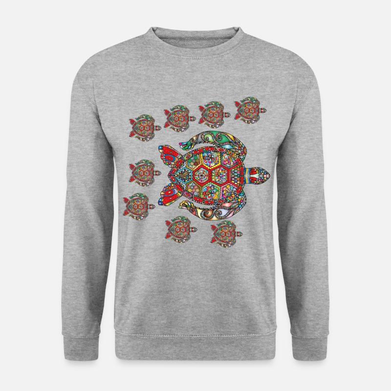 Mehrfarbige Schildkröte - Unisex Pullover - Weißgrau meliert