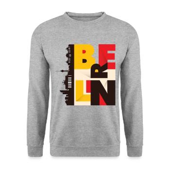 Berlin Skyline Germany City Black Red Gold - Unisex Sweatshirt - salt & pepper - Front - Alina (178cm) & Michal (187cm)