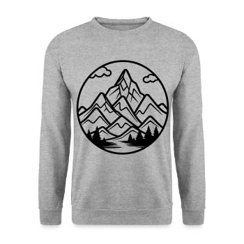 Berge Symbol Natur - Unisex Pullover - Weißgrau meliert - Vorne - Alina (178cm) & Michal (187cm)