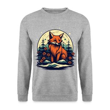 Mitten in der Natur ist der Fuchs - Unisex Pullover - Weißgrau meliert - Vorne - Alina (178cm) & Michal (187cm)