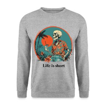 Squelette Vacances Plage Mer - Sweat-shirt Unisexe - gris chiné - Devant - Alina (178cm) & Michal (187cm)
