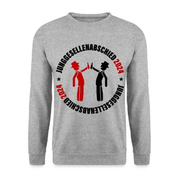 Junggesellenabschied 2024 - Unisex Pullover - Weißgrau meliert - Vorne - Alina (178cm) & Michal (187cm)