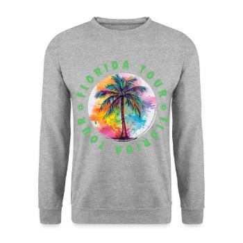 Florida Tour Urlaub Plame Bunt - Unisex Pullover - Weißgrau meliert - Vorne - Alina (178cm) & Michal (187cm)