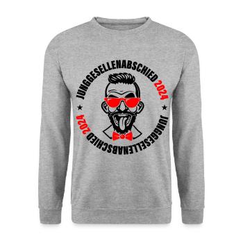 Junggesellenabschied 2024 - Unisex Pullover - Weißgrau meliert - Vorne - Alina (178cm) & Michal (187cm)