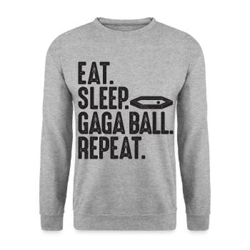 Eat. Sleep. Gaga Ball. Repeat. Dodgeball Gagaball - Unisex Pullover - Weißgrau meliert - Vorne - Alina (178cm) & Michal (187cm)