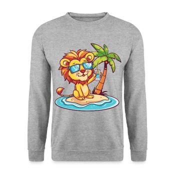 Leo Summer Beach Vacation - Unisex Sweatshirt - salt & pepper - Front - Alina (178cm) & Michal (187cm)