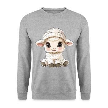 mouton mignon mignon bébé enfants animal agneau dessin animé - Sweat-shirt Unisexe - gris chiné - Devant - Alina (178cm) & Michal (187cm)